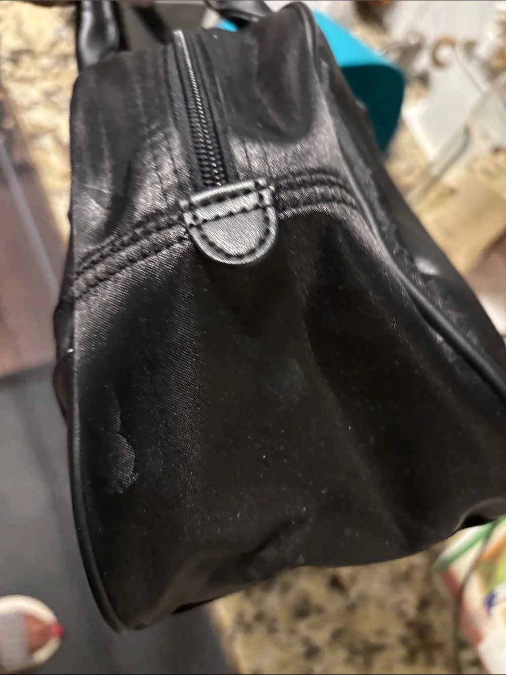 PLAYBOY Black Satchel /crossbody strap with White Piping Accents